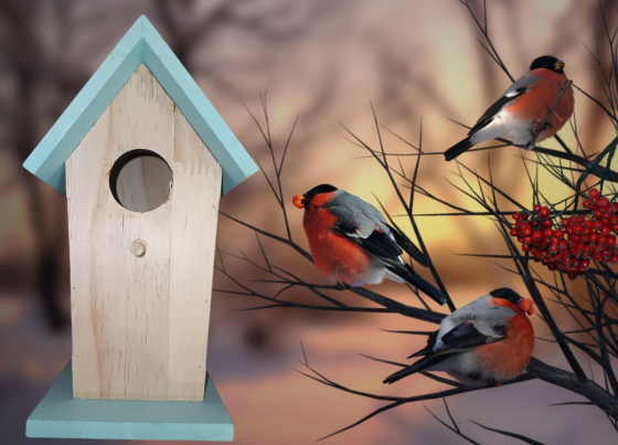 Деревяный домик для птиц с навесом 20х12.2х12.2 см с креплением для подвешивания Германия бирюзовый Киев