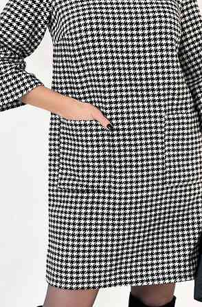 Платье с принтом в гусиную лапку Rosemary батал 50-52, Черный Киев