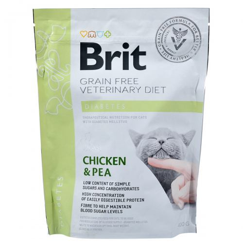 Корм сухий Brit Grain Free VetDiet Cat Diabetes для котів з цукровим діабетом беззерновий з куркою та горохом 400 г Київ - фото 3
