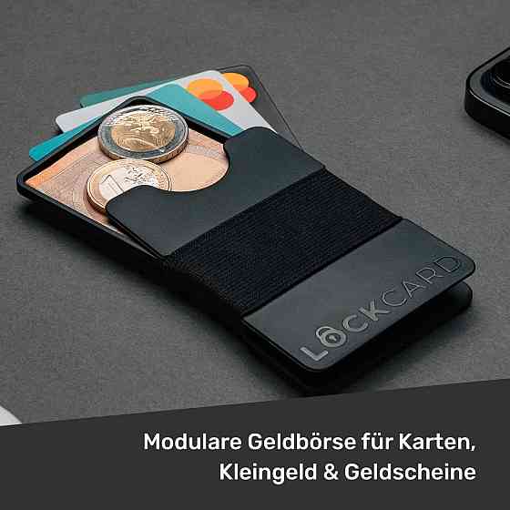 Тонкий гаманець LOCKCARD чорний, мінімалістичний кардхолдер на 15 карток, компактний гаманець для карток, банкнот і монет, PETG, Н Київ