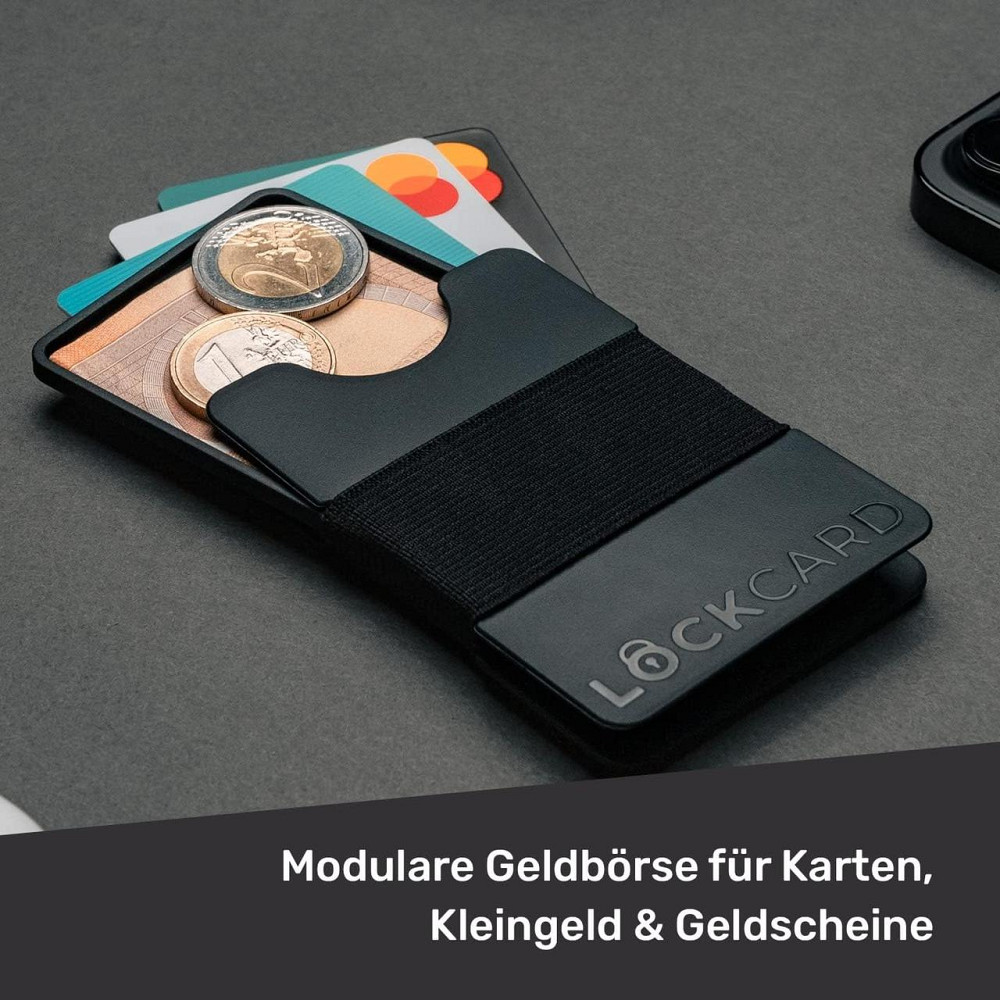 Тонкий гаманець LOCKCARD чорний, мінімалістичний кардхолдер на 15 карток, компактний гаманець для карток, банкнот і монет, PETG, Н Київ - фото 4