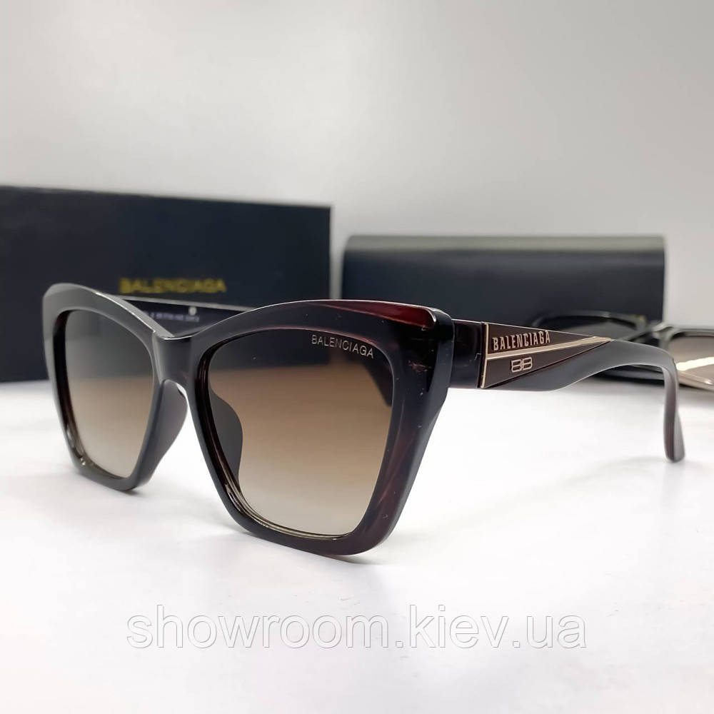 Жіночі сонцезахисні окуляри Balenciaga (06110) brown Київ - фото 2