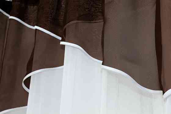 Кухонная тюль арка с ламбрекеном VR-Textil № 025к белый с венге 270х170 см (52-0235) Киев