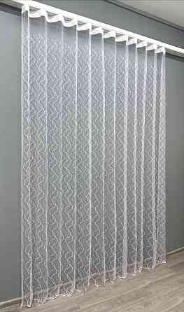 Тюль VR-Textil 1834т Фатин с вышивкой Белый с сиреневым 300х270 см (40-185) Киев