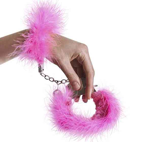 Наручники металлические Adrien Lastic Handcuffs Pink с розовой пушистой отделкой Sex Aura Киев