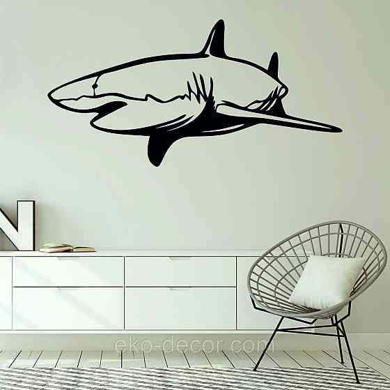 Декоративное настенное Панно «Акула» Декор на стену 70*34 см, Черный Киев