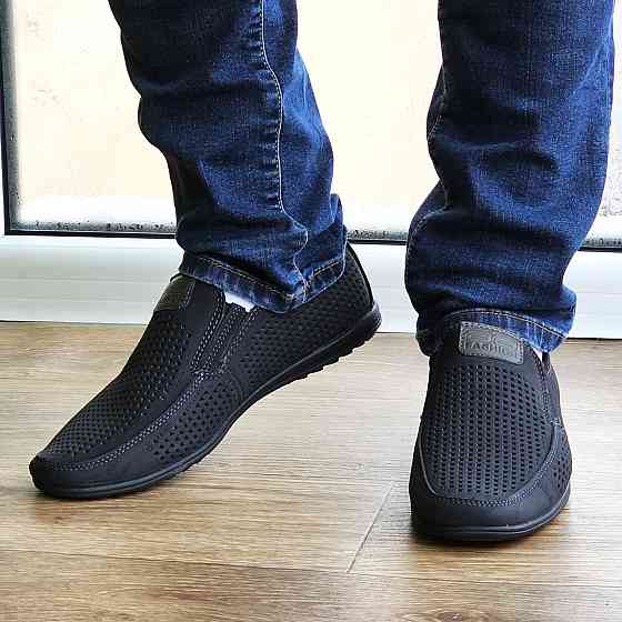 Мужские Мокасины Летние Кроссовки Сеточка Туфли Черные (размеры: 41,43,44,45) Видео Обзор - 447-1 Днепр