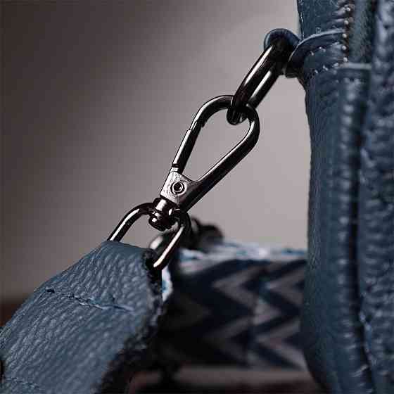 Стильна жіноча сумка прошита ромбами на лицьовій стороні з натуральної шкіри Синя (Vintage) Київ