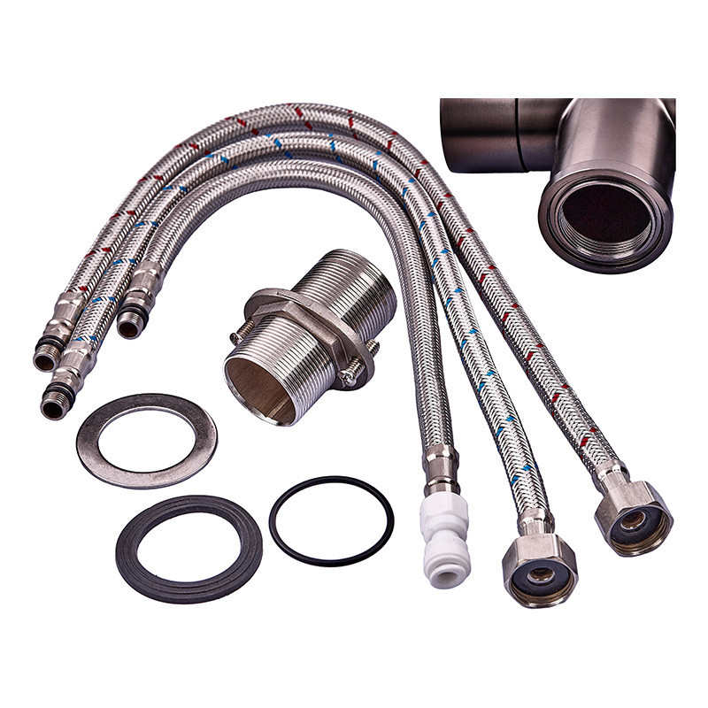 Змішувач для кухні під осмос Zerix KIT-021 Graphite REFL.Black з гнучким виливом графіт/чорний Чернівці - фото 5