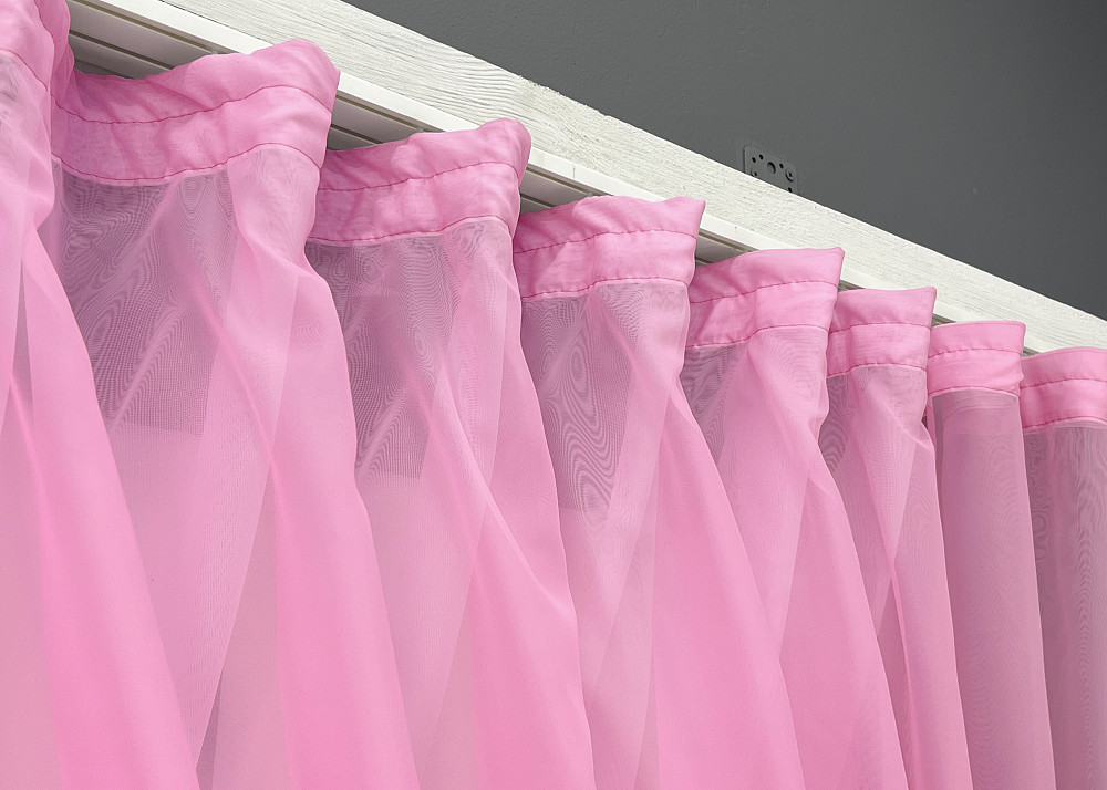 Кухонні шторки VR-Textil № 060к "Дует" з підв'язками рожевий з білим 330х170 см (50-418) Київ - фото 7