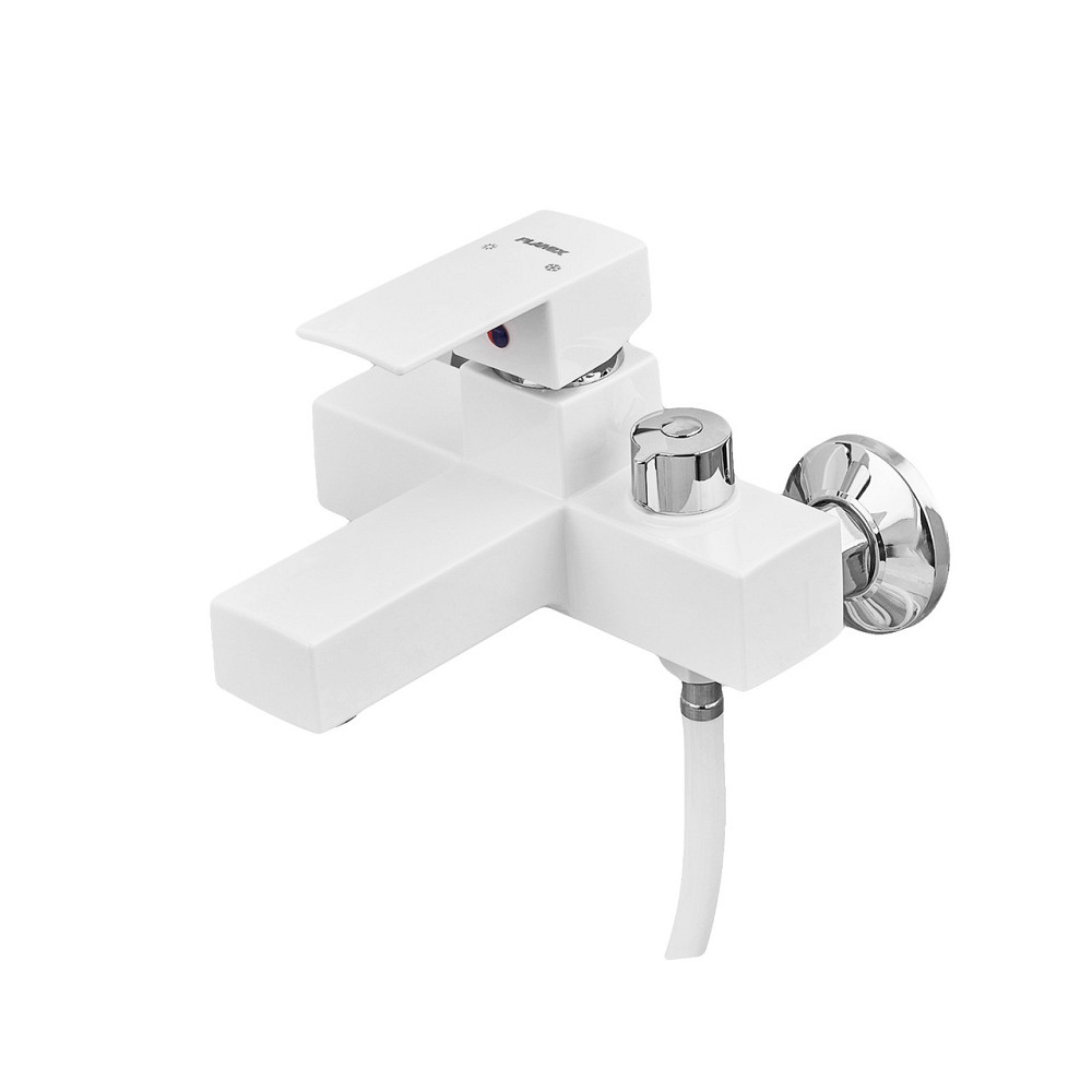 Смеситель для ванны Plamix Kubus-009 EURO SET белый с душевым шлангом и лейкой Харьков - изображение 3