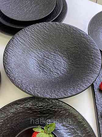 Тарілка глибока "Чорний обеліск" 28,5*5,5 см 800 мл кругла кераміка для дому та ресторанів Київ