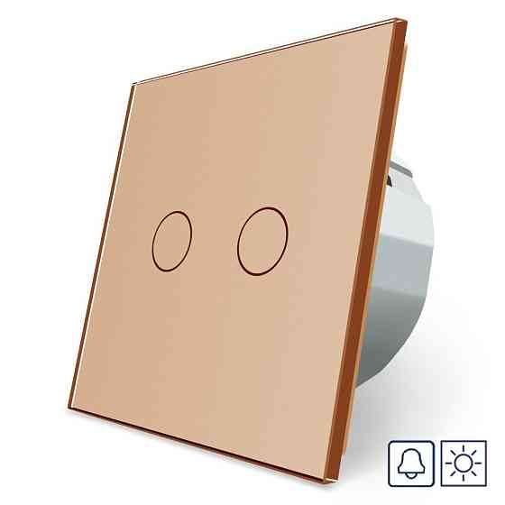 LIVOLO Сенсорна кнопка 2 сенсора Сухий контакт Livolo золото скло (VL-C702IH-13) Коломия