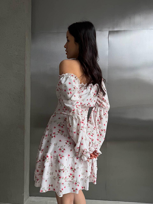 Жіноче вечірнє романтичне плаття з принтом квітковим Білим, 42/44 Одеса - фото 3