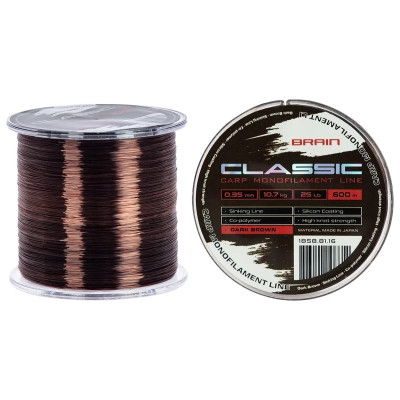 Волосінь Brain Classic Carp Line (dark brown) 600m 0.35mm 25lb 10.7kg (1858.81.16) Вінниця - фото 1