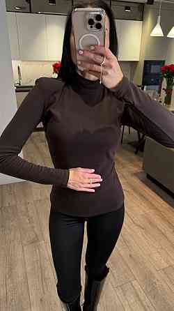 Жіночий базовий теплий гольф-термотрикотаж пума Шоколад Одеса