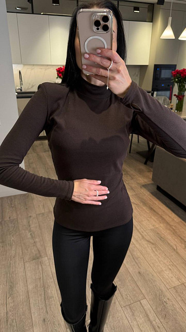 Жіночий базовий теплий гольф-термотрикотаж пума Шоколад Одеса - фото 5