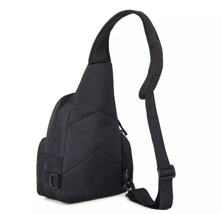 Мужская сумка тактическая через плечо черная - размер сумки 35*20*12см, 3 кармана спереди и 1 кармашек боковой Киев - изображение 3