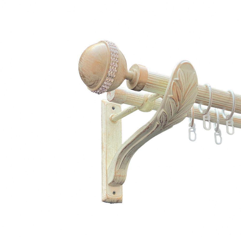 Карниз Orvit Авея металевий дворядний ретро рифлена труба кільце металеве Біле Золото 25\19 мм 160 см (00-00010627) Львів - фото 1