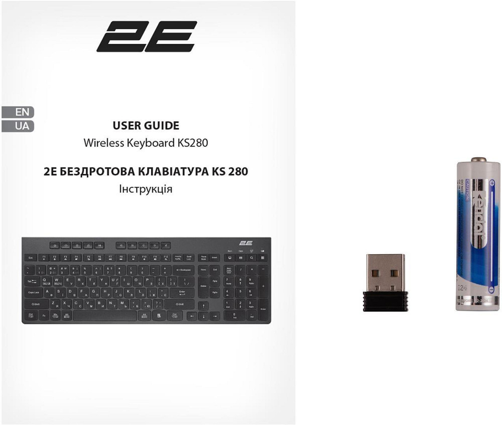 Клавіатура бездротова 2E KS280 WL/BT EN/UKR Grey/Black (2E-KS280WBGR_UA) ( Сірий ) Харьков - изображение 7