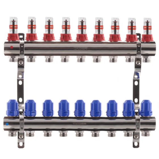 Колекторний блок з витратомірами Koer KR.1110-09 1"x9 ways (KR2646) Київ