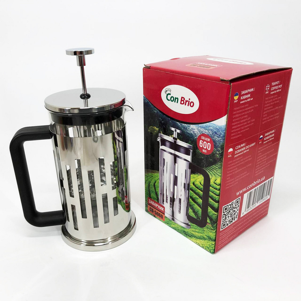 Френч-пресс для крепкого кофе, Заварник стеклянный с прессом, Многоразовый френч-пресс ZE-63 Львов - изображение 3