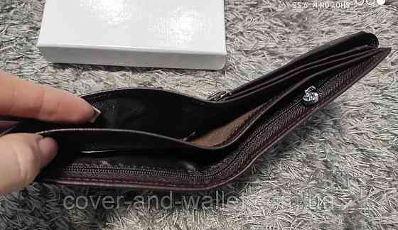 Шкіряний чоловічий гаманець коричневого кольору з блоком для документів Boston Київ