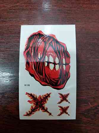 Тату наклейки Щелепа та рани для Хелловіну 10 на 6 см червоний Київ