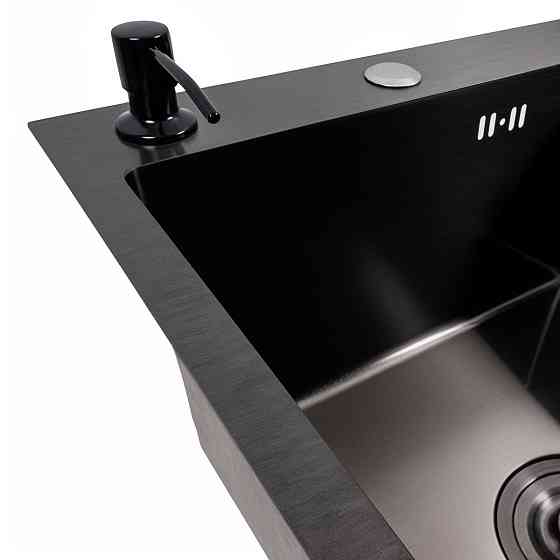 Кухонна мийка CM 78*50 L чорна PVD VALESO Handmade (круглий сифон 3,0/0,8) Коломыя