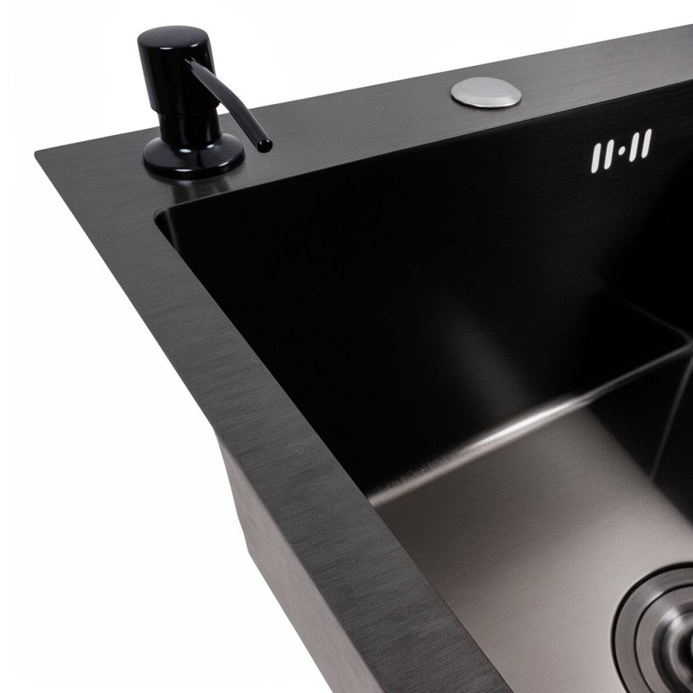 Кухонна мийка CM 78*50 L чорна PVD VALESO Handmade (круглий сифон 3,0/0,8) Коломыя - изображение 4