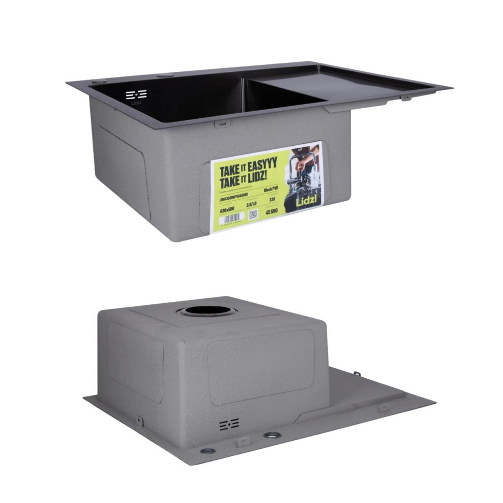 Комплект Lidz Handmade H6350BR Мойка для кухни интегрированная крыло справа BlackPVD в комплекте с дозатором + Lidz K01B Корзина Киев - изображение 4