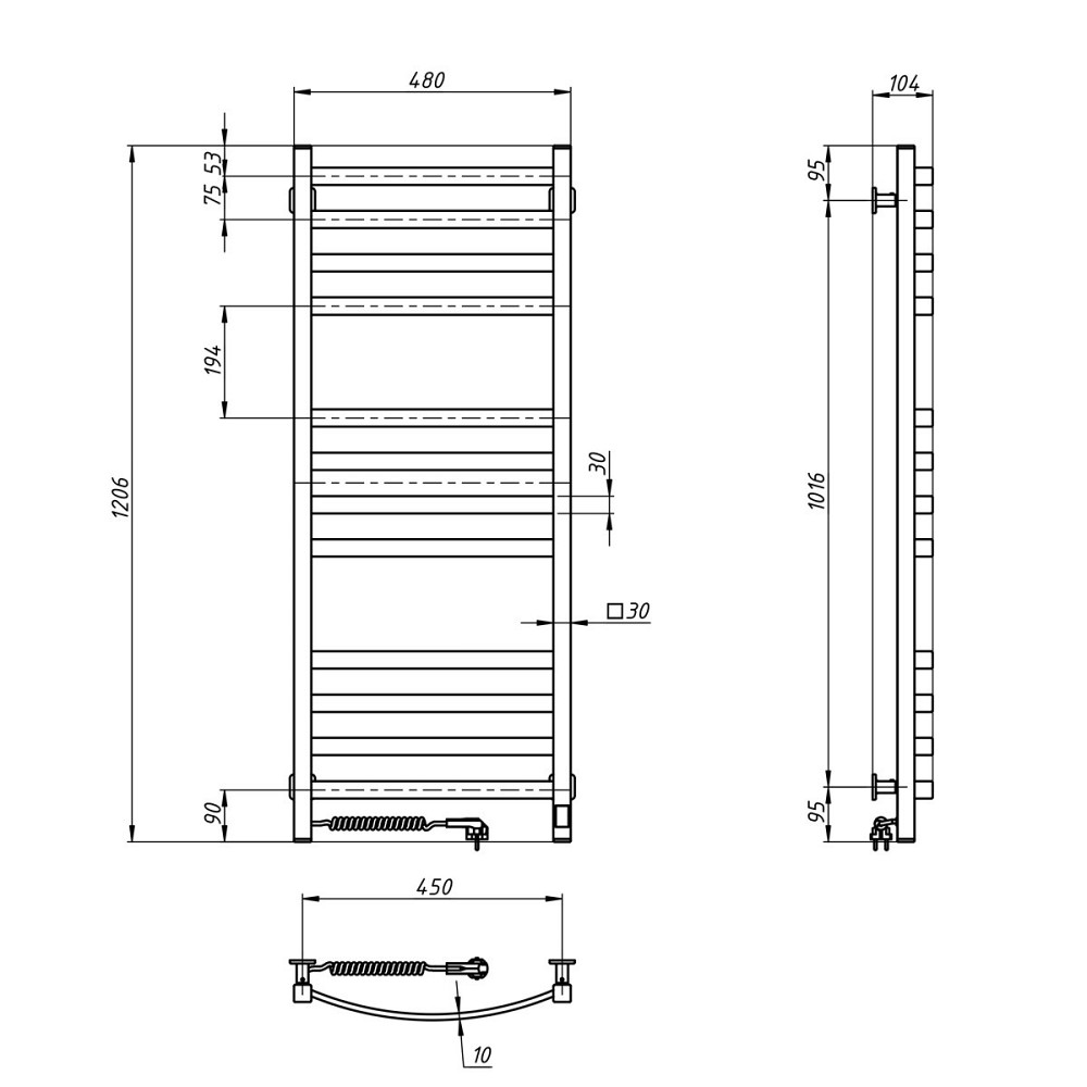 Электрический полотенцесушитель Navin Avalon 480х1200 Sensor левосторонний, черний муар Киев - изображение 9