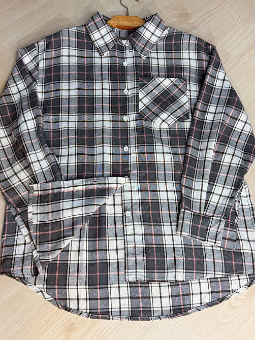Рубашка женская Baoyu 225-1 в клетку оверсайз фланель, серый, one size Киев - изображение 14