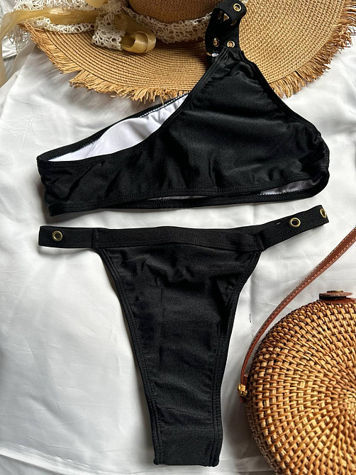 Жіночий роздільний купальник на одне плече Чорний S Харків - фото 2