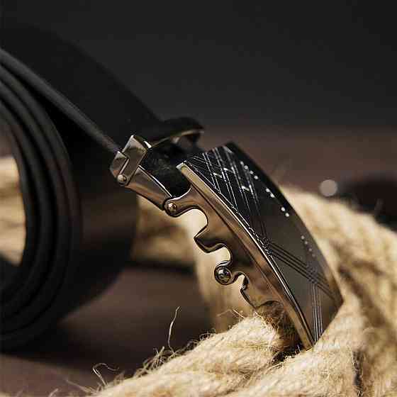 Ремінь чоловічий з ромбами на пряжці Чорний (Vintage) Київ