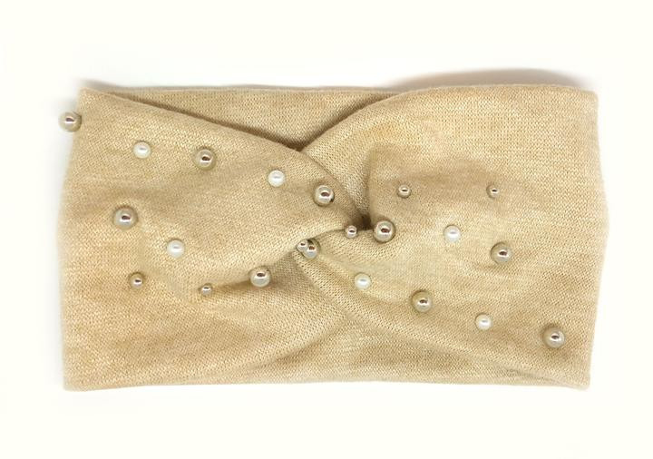 Повязка чалма бежевая с бусинами Киев - изображение 1