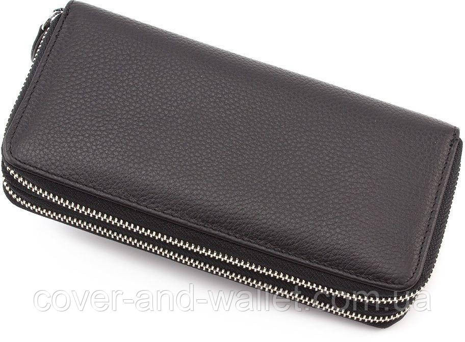 Мужской кожаный кошелёк клатч на две молнии черного цвета ST 127 Киев - изображение 2