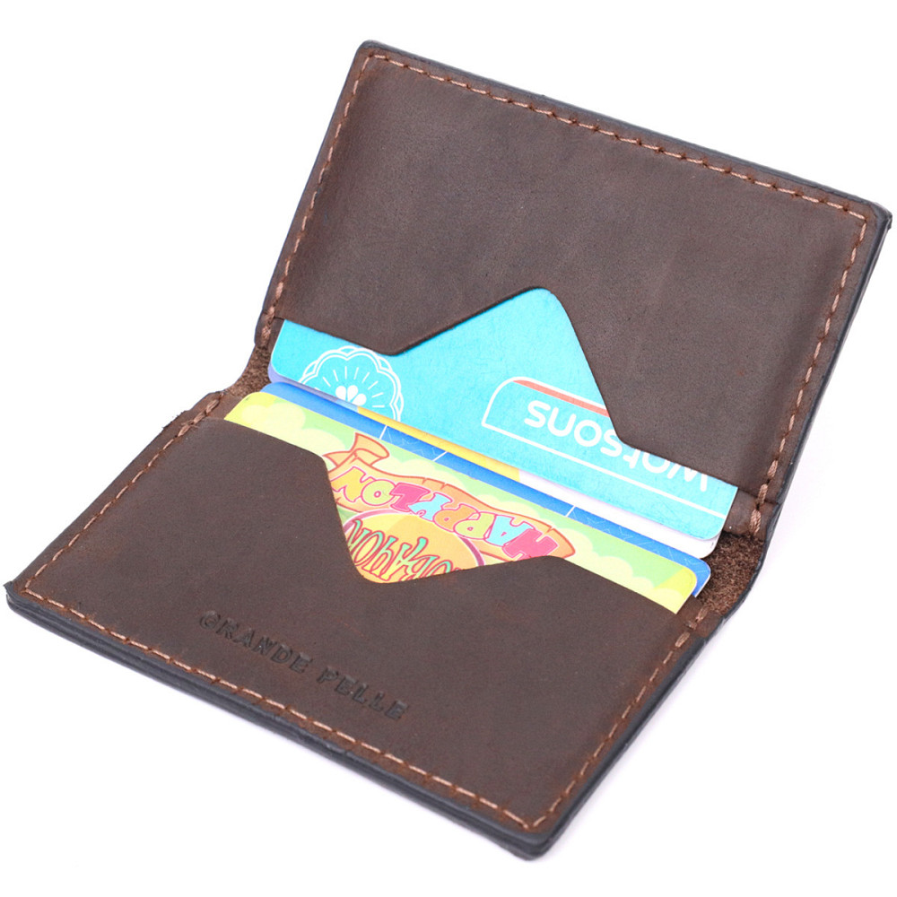 Практичний картхолдер з утримувачем для Apple AirTag з натуральної шкіри GRANDE PELLE 11606 Коричневий Київ - фото 7