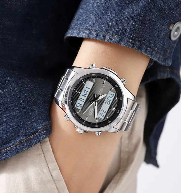 Годинник чоловічий наручний Skmei 2049 на сталевому браслеті (Сріблястий з білим табло) Київ - фото 6