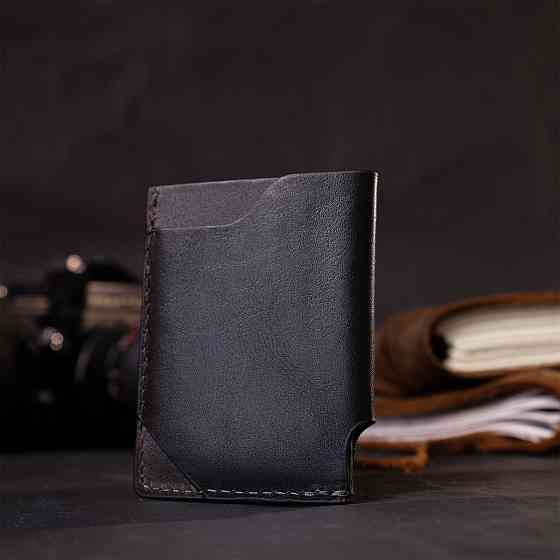 Стильний картхолдер з утримувачем для Apple AirTag з натуральної шкіри GRANDE PELLE 11610 Чорний Київ