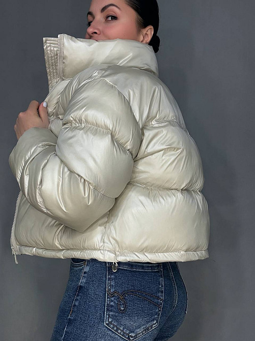 Куртка жіноча Lady Yep 10015 коротка глянцева пуффер перламутровий беж, перламутровий беж, 42 Київ - фото 6