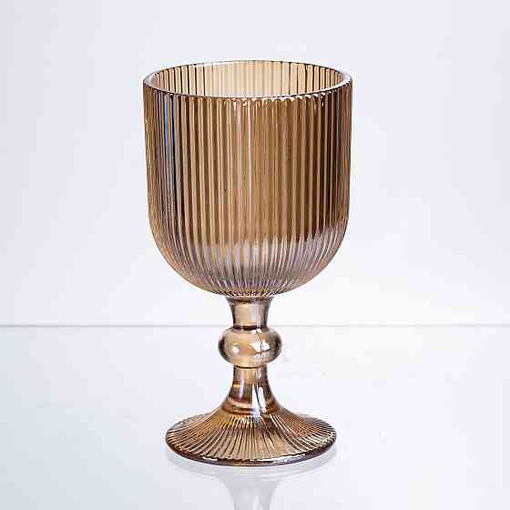 Набір келихів для вина 6 штук по 300 мл ребристих із товстого скла коричневий HP-19-225 Коломия