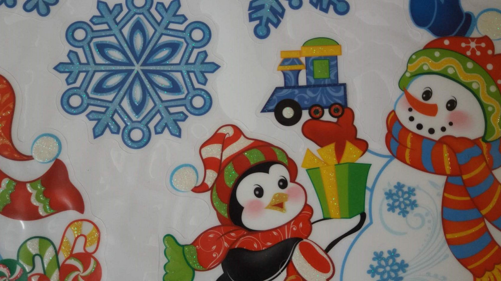 Новорічні наклейки Melinera 21 на 55 см різнобарвний Київ - фото 3