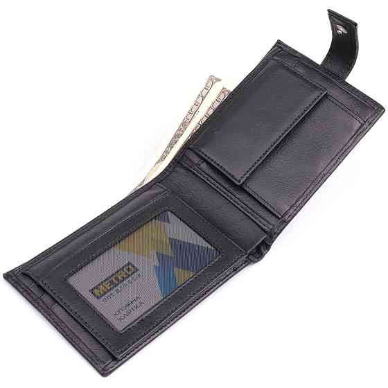 Місткий чоловічий гаманець з натуральної шкіри BOND 22861 Чорний Київ