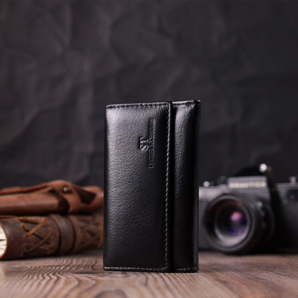 Практична ключниця із натуральної шкіри ST Leather 22483 Чорний Київ - фото 3