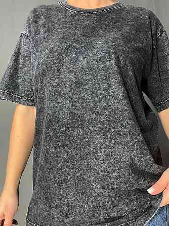 Футболка жіноча A-N 48020 базова оверсайз подовжена вільний крій варена тай дай one size, чорний, one size Київ