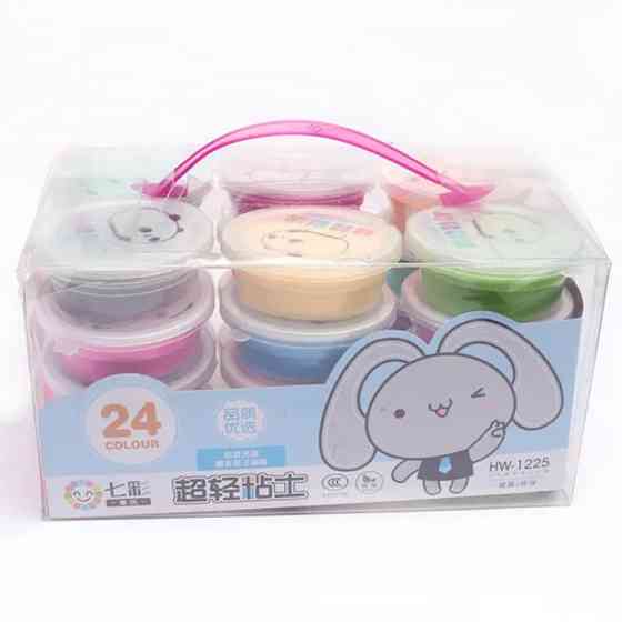 Набор воздушный пластелин ультра легкая мягкая глина для лепки для детей, разноцветный пластилин 24 шт. Каменец-Подольский