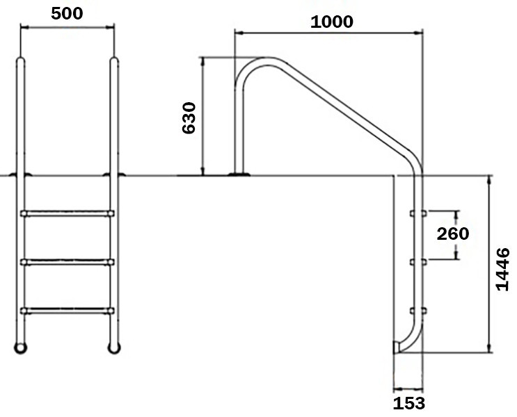 Лестница для бассейнов Flexinox Overflow (5 ступеней). AISI-316L Киев - изображение 2