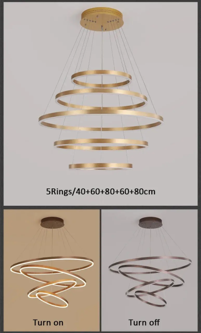 Світлодіодна люстра Олімпія PJ812С-4 40+60+80+100см (4 кільця) Коричнева Вінниця - фото 8