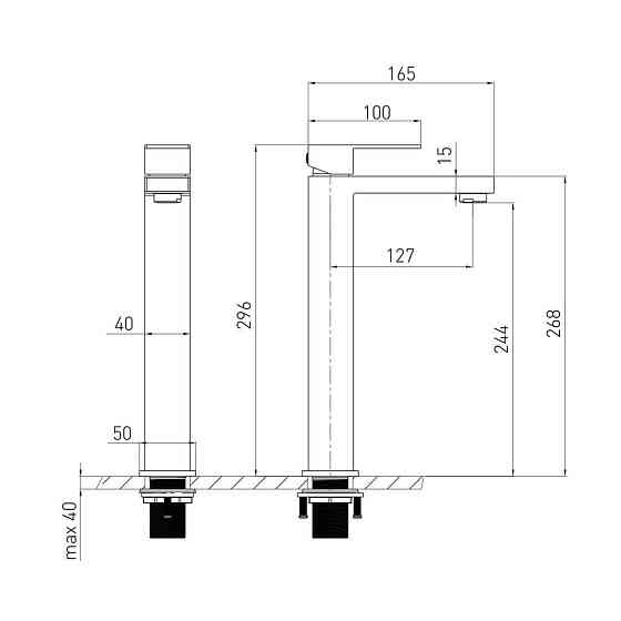 Смеситель для раковины высокий Volle PARDO pistola gris графит 1548.010206 Киев